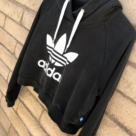 Adidas hoodie crop sweatshirt spell out graphic - Picture 3 of 7